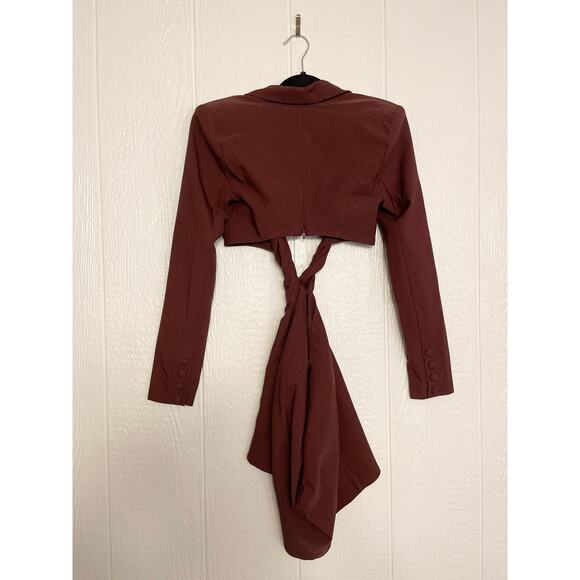 NBD Sibil Chocolate Brown Blazer Twist Cut-Out Dress NWT Size US XS - Picture 6 of 8